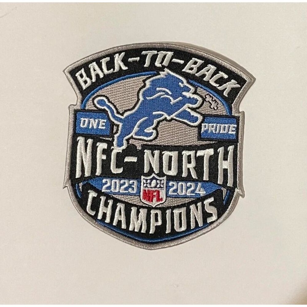 Detroit Lions Custom Patch, NFL Football, NFC North Champs back to back 23 & 24